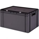 1a-TopStore Stabile Profi Aufbewahrungsbox, Eurobox mit Deckel, 60 x 40 x 33 cm, lieferbar in 5 Farben.