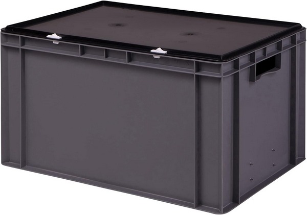 1a-TopStore Stabile Profi Aufbewahrungsbox, Eurobox mit Deckel, 60 x 40 x 33 cm, lieferbar in 5 Farben.