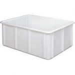 Lebensmittelbehälter aus Polyethylen-Kunststoff (PE-HD), Profi-Qualität, Außenmaße LxBxH 800x600x320 mm, 120 Liter, kältebeständig bis -40°C, hitzebeständig bis +60°C, mit stabilem umlaufendem U-Rand.