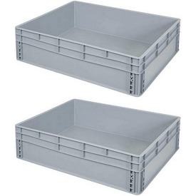 Spar-Set, 2x Eurobehälter LxBxH 800x600x220 mm mit Griffleisten – ab 99,- €