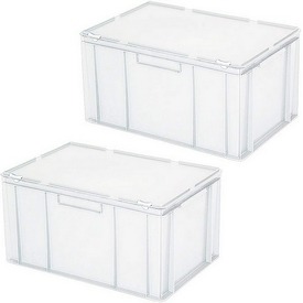 2x Eurobehälter 600x400x330 mm mit Deckel, PE-HD weiß – ab 86,- €
