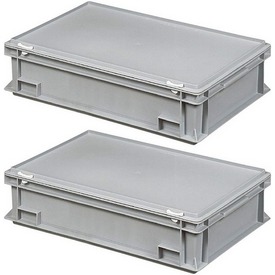Eurobehälter mit Deckel, 600x400x165 mm, PE-HD, grau – ab 73,- €