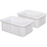 2x Lebensmittelbehälter LxBxH 600x400x215 mm, 40 Liter, besonders stabil durch aufwendige Außenverrippung.