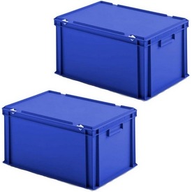 2x Eurobox 60x40x33 cm mit Scharnierdeckel, blau – ab 69,- €
