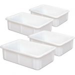 BRB-Spar-Set - 4 Lebensmittelbehälter 30 Liter, LxBxH 600 x 400 x 165 mm, weiß, besonders stabil durch aufwendige Außenverrippung.
