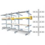 BRB Doppelseitiges Kragarmregal, verzinkt, BxTxH 3100x1340x3000 mm, 3 Regalfelder, (2x6) 12 Ebenen, Tragkraft/Fachebene 600 kg.