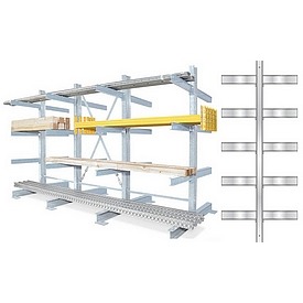 Doppelseitiges Kragarmregal, verzinkt, BxTxH 310x134x300 cm, 3 Regalfelder, 12 Ebenen – ab 3911,- €