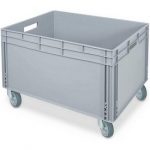 BRB Eurobehälter mit Durchfassgriffen und 4 Lenkrollen, LxBxH 800x600x420 mm, 172 Liter, lebensmittelecht, Industriequalität .