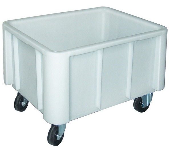 BRB Großbehälter auf Rollen, aus hochwertigem lebensmittelechten Kunststoff, weiß, Inhalt 140 Liter, LxBxH 800x600x550 mm . BRB Großbehälter auf Rollen, aus hochwertigem lebensmittelechten Kunststoff, weiß, Inhalt 140 Liter, LxBxH 800x600x550 mm .