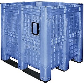 Großbehälter 130x115x125 cm, 1400 Liter, PE-HD, durchbrochen, 3 Kufen, blau – ab 598,- €