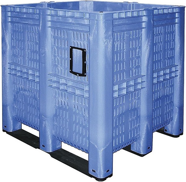 BRB Großbehälter mit 3 Kufen, LxBxH 1300x1150x1250 mm, Inhalt 1400 Liter, lebensmittelechtes PE-HD, Boden und Wände durchbrochen. BRB Großbehälter mit 3 Kufen, LxBxH 1300x1150x1250 mm, Inhalt 1400 Liter, lebensmittelechtes PE-HD, Boden und Wände durchbrochen.