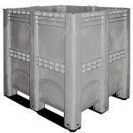 BRB Großbehälter mit 3 Kufen, LxBxH 1300x1150x1250 mm, Inhalt 1400 Liter, lebensmittelechtes PE-HD, Boden und Wände geschlossen.