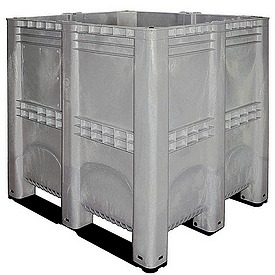 Großbehälter 130x115x125 cm, 1400 Liter, PE-HD, 3 Kufen, grau – ab 710,- €