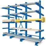 BRB Kragarmregal, BxTxH 3100x1340x2500 mm, doppelseitig, 3 Regalfelder, (2x5) 10 Ebenen, Tragkraft/Fachebene 748 kg.