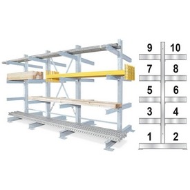 Kragarmregal doppelseitig, feuerverzinkt, 310x134x250 mm, 10 Ebenen, Tragkraft/Ebene 748 kg – ab 3389,- €