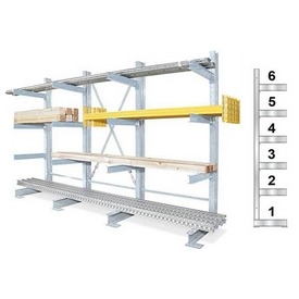 Kragarmregal feuerverzinkt, einseitig, BxTxH 310x74x300 cm, 6 Ebenen, Tragkraft/Ebene 1200 kg – ab 2924,- €
