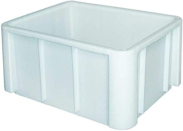 BRB Großbehälter / Lebensmittelbehälter für schwere Lasten, weiß, 140 Liter, LxBxH 800x600x405 mm, ideal für Lebensmittelbetriebe, Gastronomie und in der Landwirtschaft.