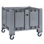 BRB Palettenbox, 4 Lenkrollen, LxBxH 1200x800x1000 mm, Nutzvolumen (550 Liter), Boden/Wände geschlossen, grau.