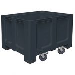 BRB Palettenbox, Industrieausführung, mit 4 Lenkrollen, 2 Feststellbremsen, LxBxH 1200x1000x835 mm, lebensmittelecht, anthrazit