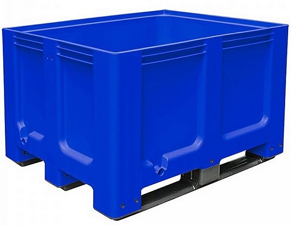 BRB Palettenbox mit 3 Kufen, LxBxH 1200x1000x760 mm, geschlossen, PE-HD, lebensmittelecht, für Tiefkühlung bis -40ºC geeignet, blau.