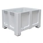Palettenbox mit 4 Füßen, LxBxH 1200x1000x760 mm, Volumen 610 Liter.