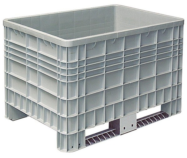 Palettenbox mit Außenrippen und 2 Kufen, LxBxH 1170 x 800 x 800 mm, stabile Großbox im Maß der Euro-Palette.