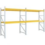 BRB Palettenregal – 3 Stellebenen inkl. Bodenebene. Stellplätze für 18 Paletten Europaletten 1200×800 mm. 4 Paar Tragbalken, Stecksystem, erweiterbar, BxTxH 5710x1100x3000 mm