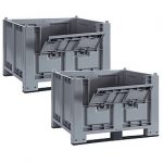 BRB SPAR-SET, 2x Palettenbox mit Kommissionierklappe und 2 Kufen, lebensmittelecht, LxBxH 1200x800x850 mm.