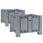 BRB SPAR-SET, 2x Palettenbox mit Kommissionierklappe und 4 Füßen, lebensmittelecht, LxBxH 1200x800x850 mm.