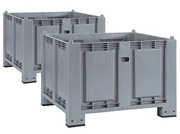 BRB SPAR-SET, 2x Palettenbox mit Kommissionierklappe und 4 Füßen, lebensmittelecht, LxBxH 1200x800x850 mm.