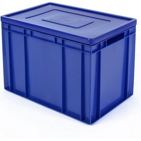 Eurobox 600x400x420 mm mit Deckel, Industriequalität, blau – ab 54,- €