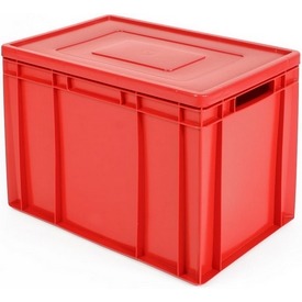 Eurobox 600x400x420 mm mit Deckel, Industriequalität, rot – ab 54,- €