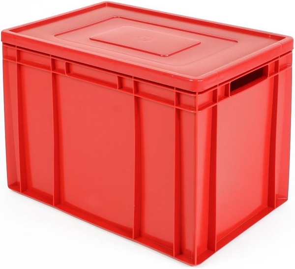 BRB Eurobehälter mit Stülpdeckel, Industriequalität, LxBxH 600x400x420 mm, 83 Liter, PE-HD lebensmittelecht, mit und ohne Deckel stapelbar.