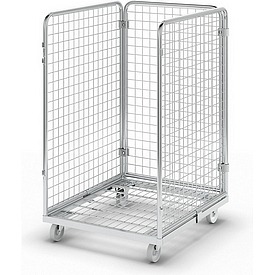 Drahtgitterbehälter mit Stahl-Rollplatte, 3-seitig, Nutzhöhe 1020 mm – ab 296,- €