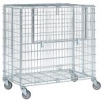 Gitterwagen / Ballwagen, L 950 x B 615 x H 1030 mm, mit 1 Ladeklappe oben und 1 Ladeklappe auf der Längsseite, im leeren Zustand platzspared zusammenfaltbar.