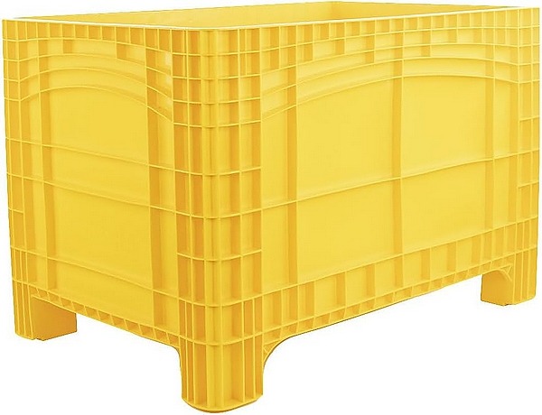 Großbehälter 1200 x800 x 800 mm, Volumen 535 Liter, 4 Füße, stapelbar - PE, gelb.