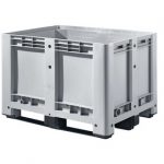 Industriebox L 1200 x B 800 x H 780 mm Euronorm, Volumen 470 l, mit 3 Kufen , Polyethylen, lebensmittelecht, von 40° C bis +60° C temperaturbeständig.