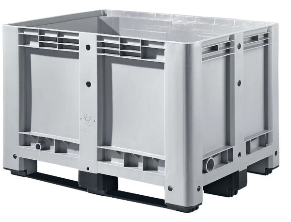 Industriebox L 1200 x B 800 x H 780 mm Euronorm, Volumen 470 l,  mit 3 Kufen  , Polyethylen, lebensmittelecht, von 40° C bis +60° C temperaturbeständig.