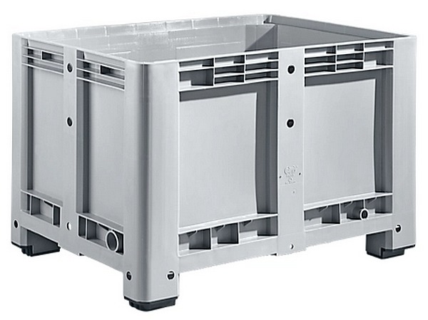 Industriebox 120x80x76 cm, 4 Füße, geschlossen, 470 Liter, lebensmittelecht, für Kühllagerung bis -40° C geeignet.