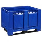 Logiplast Palettenbox LxBxH 1200 x 1000 x 790 mm, geschlossen, lebensmittelecht, mit 3 Kufen, Farbe blau.