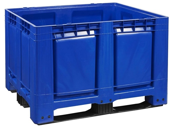 Logiplast Palettenbox LxBxH 1200 x 1000 x 790 mm, geschlossen, lebensmittelecht, mit 3 Kufen, Farbe blau.