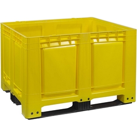 Palettenbox 120x100x79 mm, mit 3 Kufen, gelb – ab 221,- € + Versand