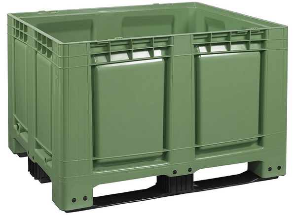 Logiplast Palettenbox LxBxH 1200 x 1000 x 790 mm, geschlossen, lebensmittelecht, mit 3 Kufen, Farbe grün.