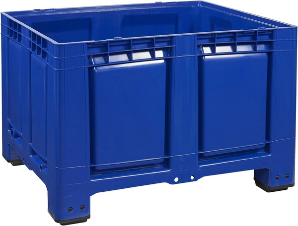 Logiplast Palettenbox LxBxH 1200 x 1000 x 790 mm, geschlossen, lebensmittelecht, mit 4 Füßen, Farbe blau.
