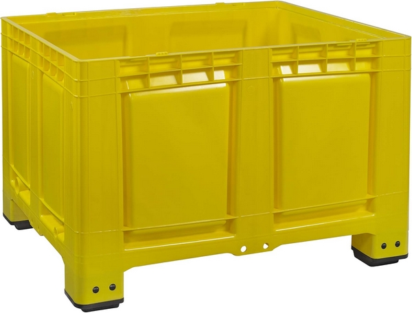 Logiplast Palettenbox LxBxH 1200 x 1000 x 790 mm, geschlossen, lebensmittelecht, mit 4 Füßen, Farbe gelb.
