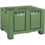 Logiplast Palettenbox LxBxH 1200 x 1000 x 790 mm, geschlossen, lebensmittelecht, mit 4 Füßen, Farbe grün.