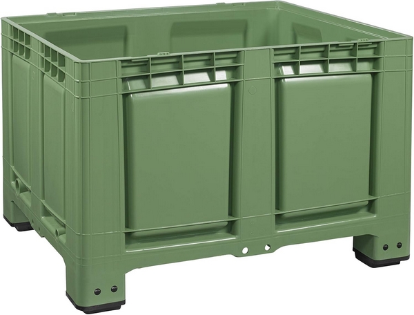 Logiplast Palettenbox LxBxH 1200 x 1000 x 790 mm, geschlossen, lebensmittelecht, mit 4 Füßen, Farbe grün.