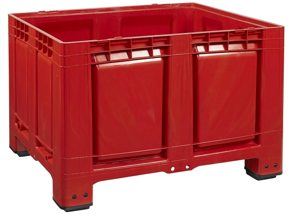 Logiplast Palettenbox LxBxH 1200 x 1000 x 790 mm, geschlossen, lebensmittelecht, mit 4 Füßen, Farbe rot.