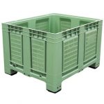 Palettenbehälter Big Box FP-FBO1210, 680 l, B 1200 x T 1000 x H 790 mm, perforiert, hellgrün, 4 Füße, bis 450 kg