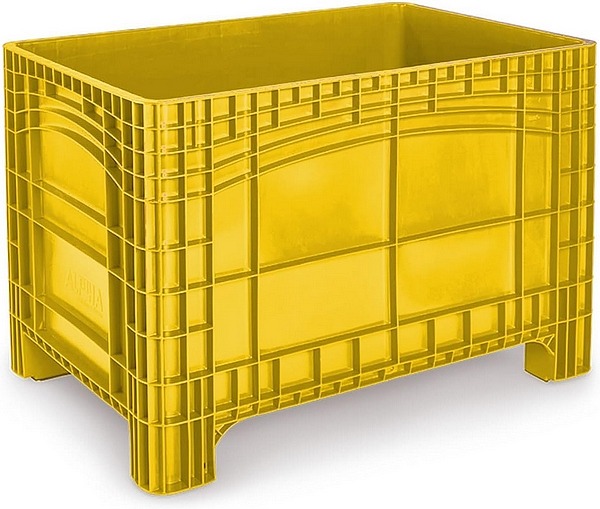 Palettenbox 1200x800x800 mm, Boxfabrik NOAH XL, PE, lebensmittelecht, 4 Füße, gelb.